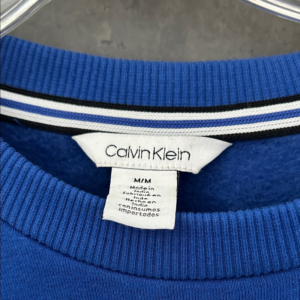 Calvin Klein Royal Blue Crewneck Sweater Men’s Sz M Casual Cozy Unisex Cotton - Picture 3 of 10